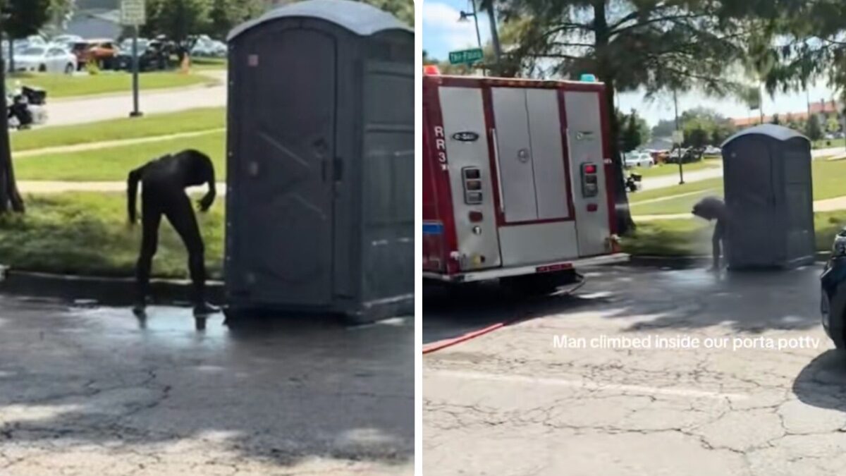 Tenta di recuperare una bottiglietta finita nel bagno chimico e ci finisce dentro: “All’improvviso una testa è spuntata fuori dal water”. I vigili del fuoco lo liberano dopo otto ore