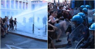 Scontri alla manifestazione a Bologna: la polizia usa idranti e lacrimogeni | Video