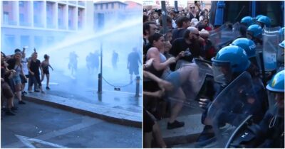 Copertina di Morte Fakir, scontri alla manifestazione a Bologna: la polizia usa idranti e lacrimogeni | Video