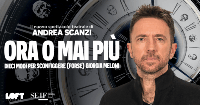 Copertina di Andrea Scanzi a teatro con il suo nuovo spettacolo “Ora o mai più”