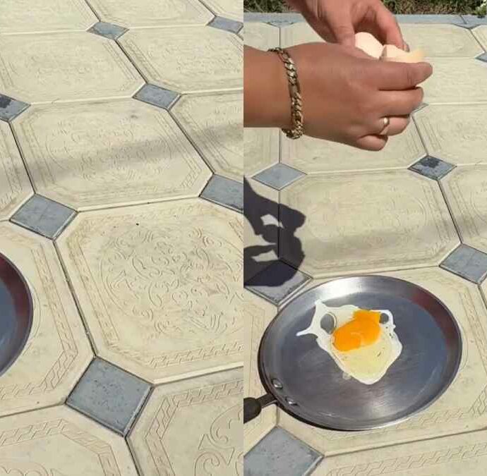 Il termometro sfiora i 49 gradi: le immagini delle uova cotte al sole fanno il giro del web