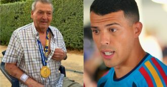 Copertina di Pedro Porro consegna la medaglia a nonno Antonio, che si commuove: “Missione compiuta”. Dormiva in macchina per accompagnarlo agli allenamenti
