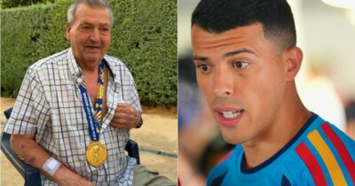 Copertina di Pedro Porro consegna la medaglia a nonno Antonio, che si commuove: “Missione compiuta”. Dormiva in macchina per accompagnarlo agli allenamenti