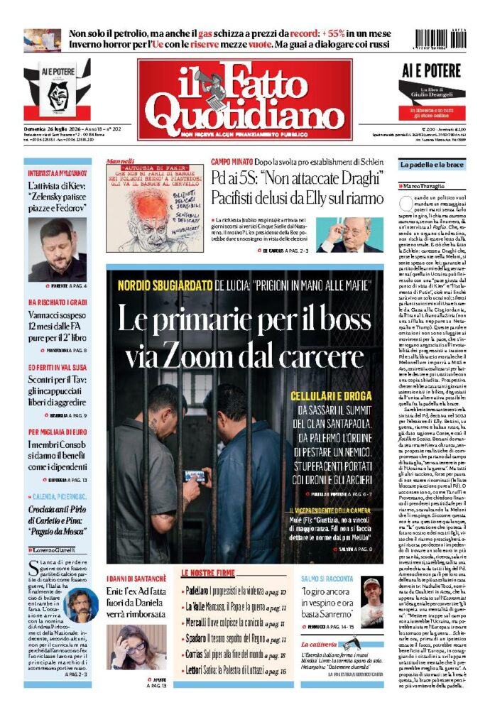 Copertina de Il Fatto Quotidiano di Dom 26 Luglio 2026