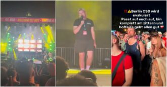 Copertina di Pride Berlino, il momento in cui gli organizzatori chiedono al pubblico di lasciare il concerto dopo l’attacco