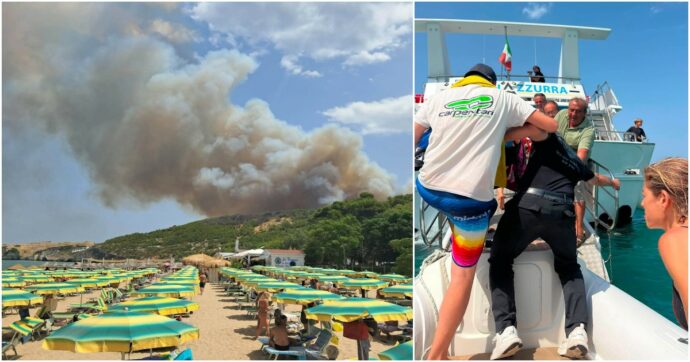 Incendio nel Gargano, le fiamme minacciano lidi e hotel a Peschici. Turisti evacuati via mare