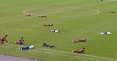 Copertina di Tutti giù per terra, dai calciatori all’arbitro: terrore in campo per l’invasione di uno sciame d’api. Perché sdraiarsi non è la tecnica raccomandata