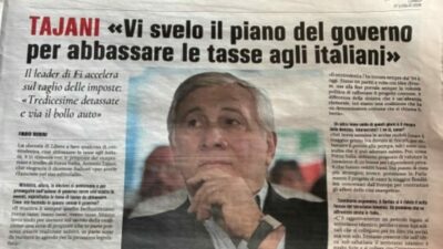 Copertina di La gaffe di Tajani: “Ridurre l’aliquota Irpef dal 35 al 33% per i redditi fino a 60mila euro”. Ma l’aliquota del 35% non esiste più da gennaio