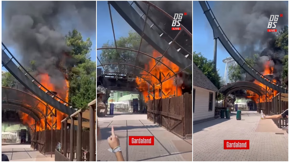 Paura a Gardaland, scoppia un incendio accanto alle montagne russe Raptor: a fuoco una struttura nell’area Far West. Il giorno precedente si era bloccato Oblivion