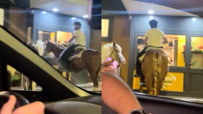 Copertina di “Ed è subito Old Wild West”, “Con il diesel a 2.20 ci si adatta”: ordinano il McDonald’s in sella a dei cavalli, il video da Barletta è virale