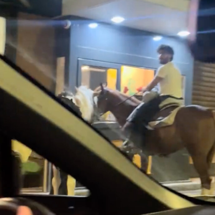 “Ed è subito Old Wild West”, “Con il diesel a 2.20 ci si adatta”: ordinano il McDonald’s in sella a dei cavalli, il video da Barletta è virale