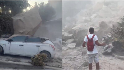 Copertina di Terremoto a Pozzuoli, crolla costone di roccia: il video del cedimento e dei danni