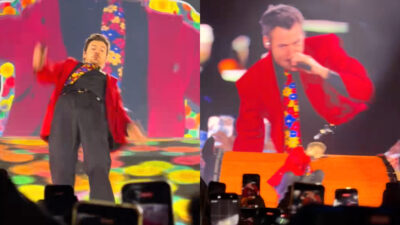 Copertina di Si strozza con l’acqua, il malore sul palco e poi lo scivolone: un tour movimentato per Harry Styles – VIDEO