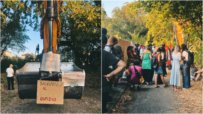 Bosco Ospizio, a Reggio Emilia gli attivisti bloccano i lavori per la costruzione di un supermercato