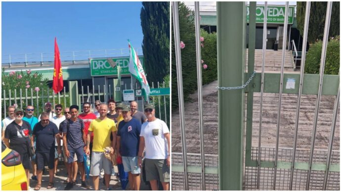 Cancelli chiusi con le catene alla Brovedani di Bari: i lavoratori temono un addio senza preavviso