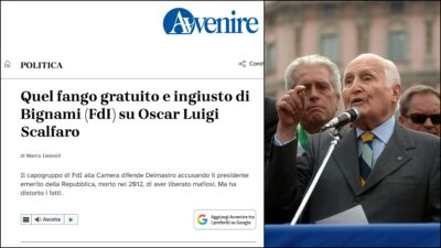 Copertina di Bignami fa arrabbiare il mondo cattolico per le parole su Scalfaro: “Sfondato il muro del fango e del livore”. Il nipote dell’ex presidente: “Un intervento così è da gente alla canna del gas”