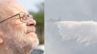 Copertina di “Perché pochi canadair e vogliamo decine di F35?”. La domanda di don Renato Sacco, prete della Val d’Ossola in ginocchio per gli incendi