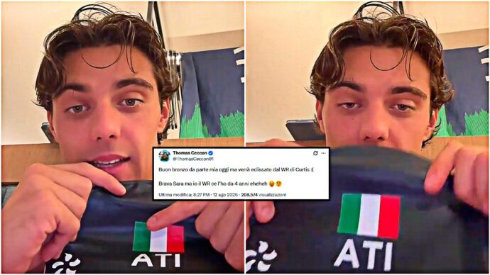 Ceccon show sui social. Prima scherza con Sara Curtis: “Brava, ma io il record del mondo ce l’ho da 4 anni”. Poi fa polemica sulle cuffie