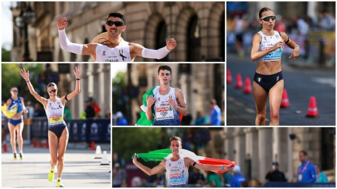 Stano e Fiorini d’oro, Mihai e Fortunato d’argento, Cosi bronzo: l’Italia della marcia fa il pieno agli Europei di Birmingham