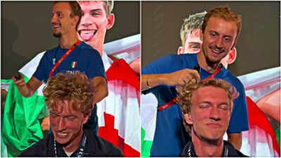 Copertina di Benati si rasa a zero dopo l’impresa agli Europei di atletica: “Ho fatto una scommessa”. Il video sui social