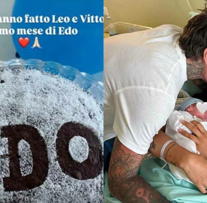 Fedez festeggia il primo mese del figlio Edoardo: il regalo di Leone e Vittoria per il fratellino