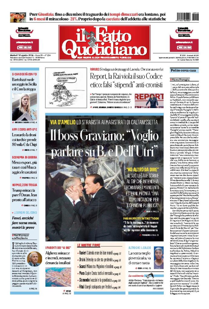 Copertina de Il Fatto Quotidiano di Mar 18 Agosto 2026