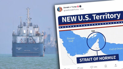 Copertina di Hormuz, Teheran: “Lo stretto resta chiuso”. Ma per Trump è “aperto e operativo”. E pubblica la mappa sui social: “Nuovo territorio Usa”