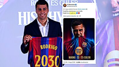 Copertina di “Rodri è un cog***ne”: il traduttore di Musk su X confonde il termine “culer” e insulta il nuovo calciatore del Barcellona