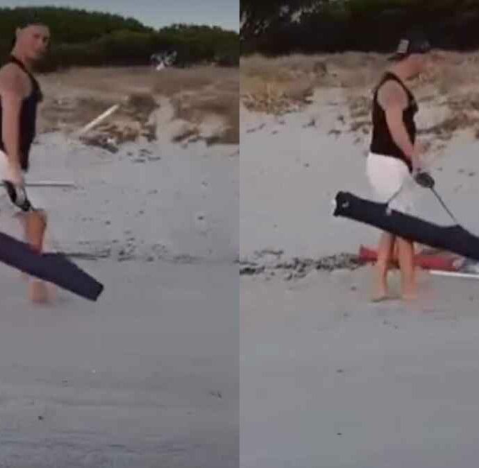 “Recuperatevi gli ombrelloni, cogli*ni! Questa è la spiaggia di tutti, non potete fare come vi pare”: rimuove i ‘segnaposto’ lasciati di notte dai turisti e sbotta, il video è virale