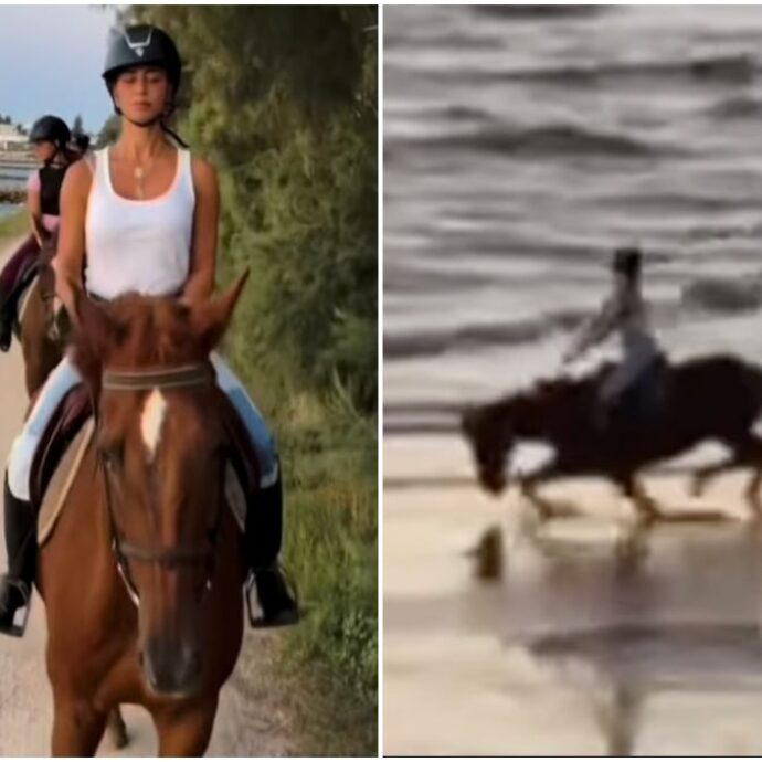 “Ho fatto un volo, ma un volo! Ho rotolato e fatto una capriola da Dragon Ball”: Paura per Belen Rodriguez, viene sbalzata dal cavallo Pongo e cade a terra sulla spiaggia