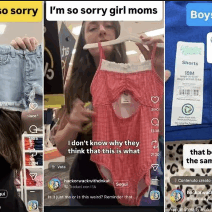 “Gli abiti per bambine sono più corti e più succinti di quelli per i bambini, anche le mutandine hanno meno stoffa. Mamme, vi sembra normale? Gli instillano un messaggio sottile”: la denuncia è virale