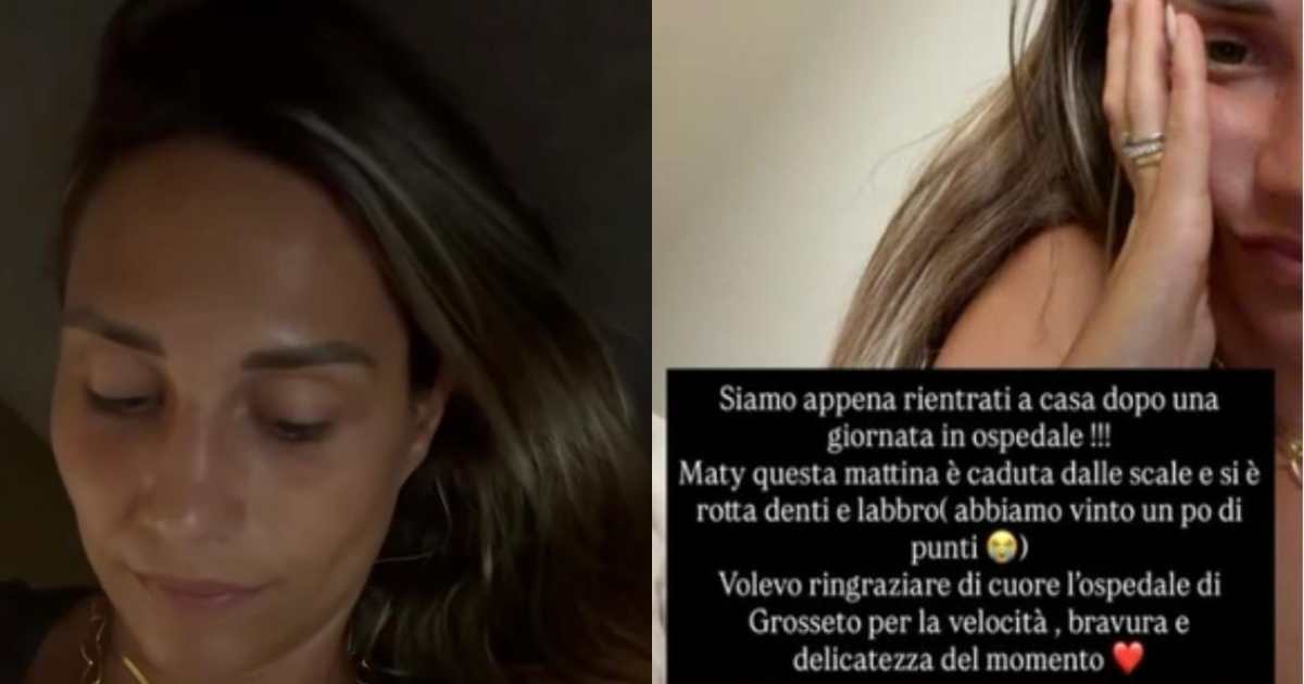 “Siamo rimasti otto ore in ospedale, le hanno fatto l’anestesia, aveva una profonda lacerazione. Si è rotta il labbro e i denti”: la figlia di Beatrice Valli e Marco Fantini cade e si ferisce al volto