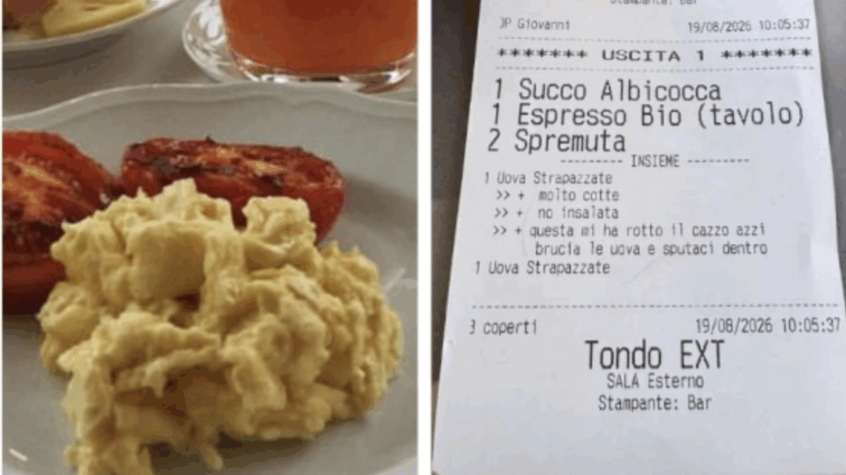 “Questa mi ha rotto il c… brucia le uova e sputaci dentro”: le indicazioni choc della cameriera nella comanda di una famiglia finiscono stampate sullo scontrino, il caso a Riccione