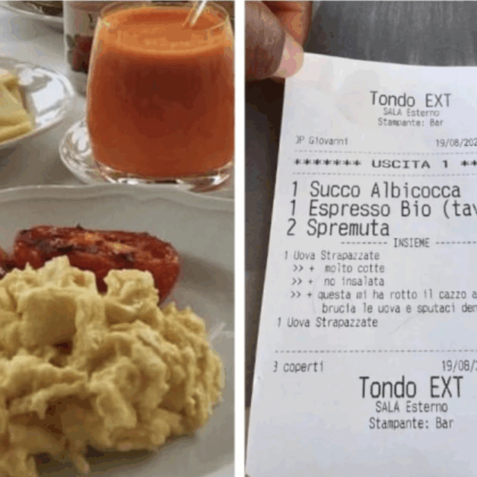 “Questa mi ha rotto il c… brucia le uova e sputaci dentro”: le indicazioni choc della cameriera nella comanda di una famiglia finiscono stampate sullo scontrino, il caso a Riccione