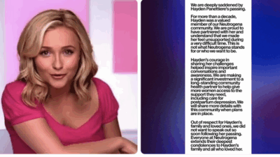 Copertina di “Sbagliammo a non sostenerla durante la depressione post-partum”: Neutrogena chiede scusa dopo la morte di Hayden Panettiere