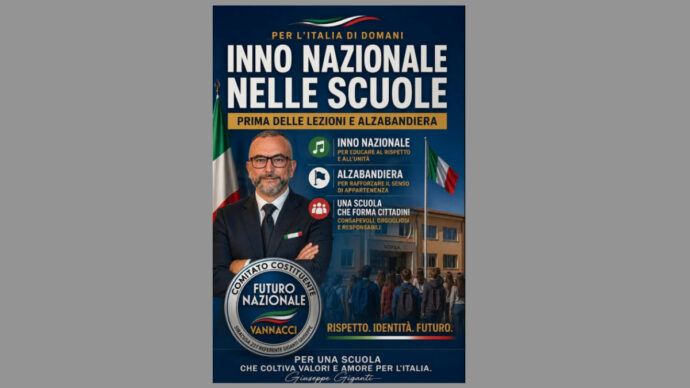 Inno e alzabandiera prima delle lezioni: perché la proposta di un esponente di Futuro Nazionale è pericolosa
