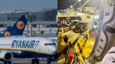 Copertina di “Siamo rimasti dieci ore chiusi sull’aereo senza possibilità di scendere, tre persone sono svenute ed è arrivato il 118”: l’odissea del volo Ryanair Bologna-Malaga