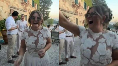 Copertina di “Ho pianto, ho provato tristezza e sollievo”: lui la lascia a una settimana dalle nozze, lei festeggia lo stesso in Toscana con tutti gli invitati e il video diventa virale