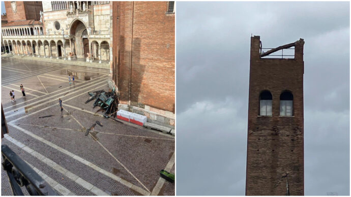 Tromba d’aria a Cremona, scoperchiati il Duomo e la Torre Civica. Il sindaco: “Non parliamo solo di rami e alberi caduti”