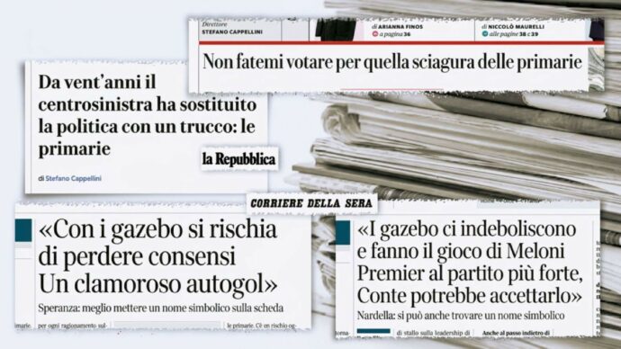 Campagna contro i gazebo di Rep e Corriere: “Un bagno di sangue” e “un regalo a Meloni”