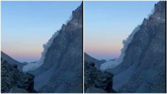 Copertina di Vasta frana si stacca dal Monviso, il boato e la nuvola di polvere e detriti: le immagini