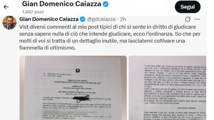 Caso Torino, l’ex presidente delle Camere penali Caiazza pubblica l’ordinanza su X e lascia visibile il nome della vittima minorenne