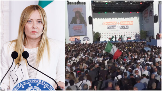 Meloni in una Bari blindatissima per la festa del governo: partito il corteo di protesta
