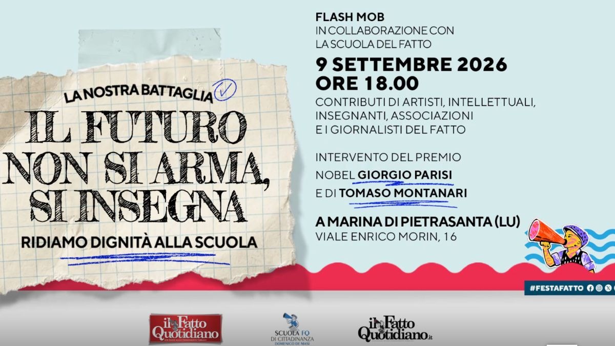 il futuro non si arma si insegna ridiamo dignit224 alla scuola mercoled236 9 settembre apriamo la festa del fatto con un flash mob 232 la nostra battaglia per gli insegnanti da Ilfattoquotidiano.it il futuro non si arma si insegna ridiamo dignit224 alla scuola mercoled236 9 settembre apriamo la festa del fatto con un flash mob 232 la nostra battaglia per gli insegnanti