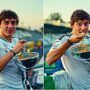 Copertina di Antonelli mangia gli spaghetti direttamente dalla coppa vinta a Monza: la foto è virale. “Sogno a occhi aperti”