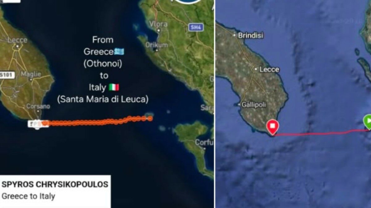 Dalla Grecia all’Italia a nuoto in quasi 32 ore: Spyros Chrysikopoulos percorre 91,4 chilometri e completa l’impresa fallita due anni fa