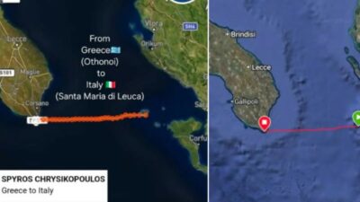 Copertina di Dalla Grecia all’Italia a nuoto in quasi 32 ore: Spyros Chrysikopoulos percorre 91,4 chilometri e completa l’impresa fallita due anni fa