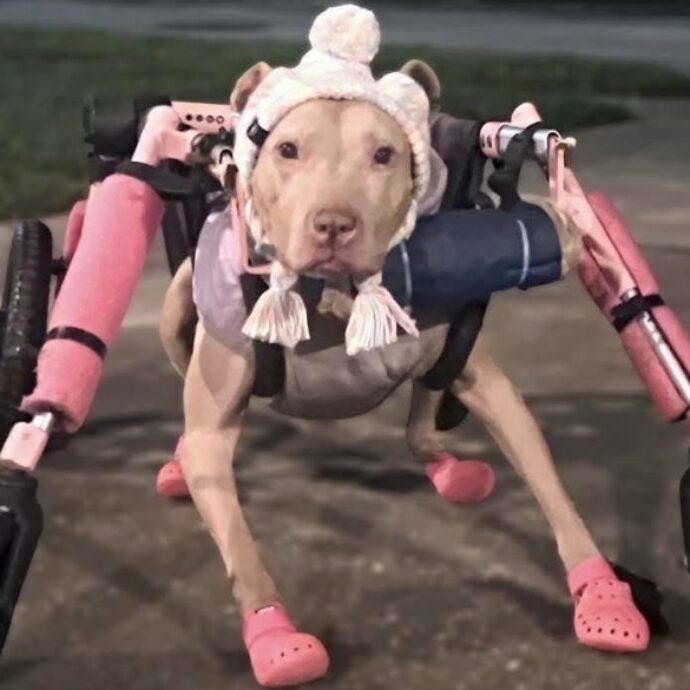 Rubano la carozzina a Baby, un’anziana pitbull della Florida: ora lei può tornare a muoversi grazie alla beneficenza