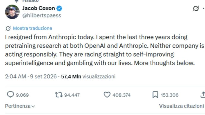 “Chi sviluppa l’IA crede che possa ucciderci tutti entro il decennio. Né Anthropic, né OpenAI stanno agendo responsabilmente”