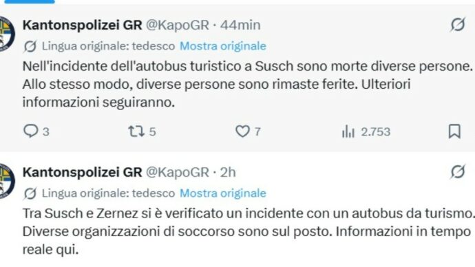 Pullman turistico fuori strada in Svizzera, diversi morti e feriti. La Farnesina sta verificando la presenza di italiani